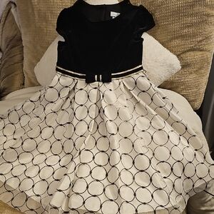 Jona Michelle Black and White Fit and Flare Dress with Peter Pan Collar